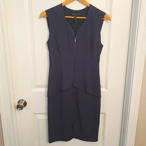 BCBG Maxazria Dark Navy Blue Ellen Peplum Sheath Dress Size 4